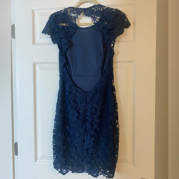 Lulu’s Romance Language Navy Blue Backless Lace Dress - Picture 5 of 8